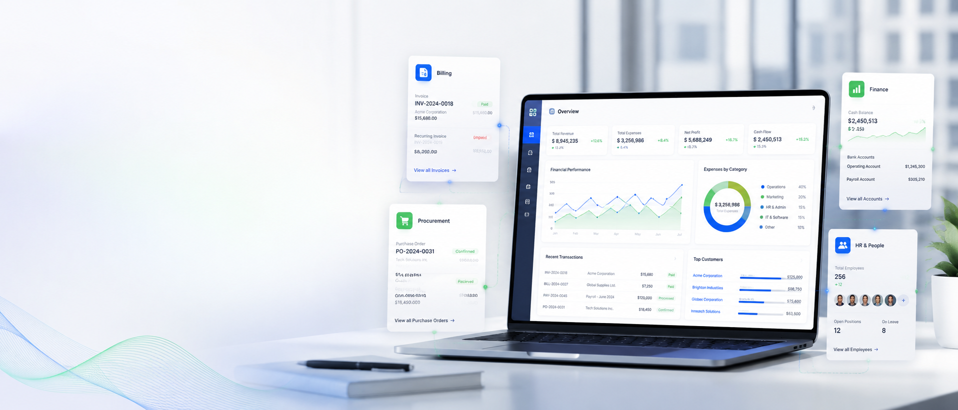 A configurable ERP for organisations that need stronger financial control, connected workflows and reliable operational reporting.