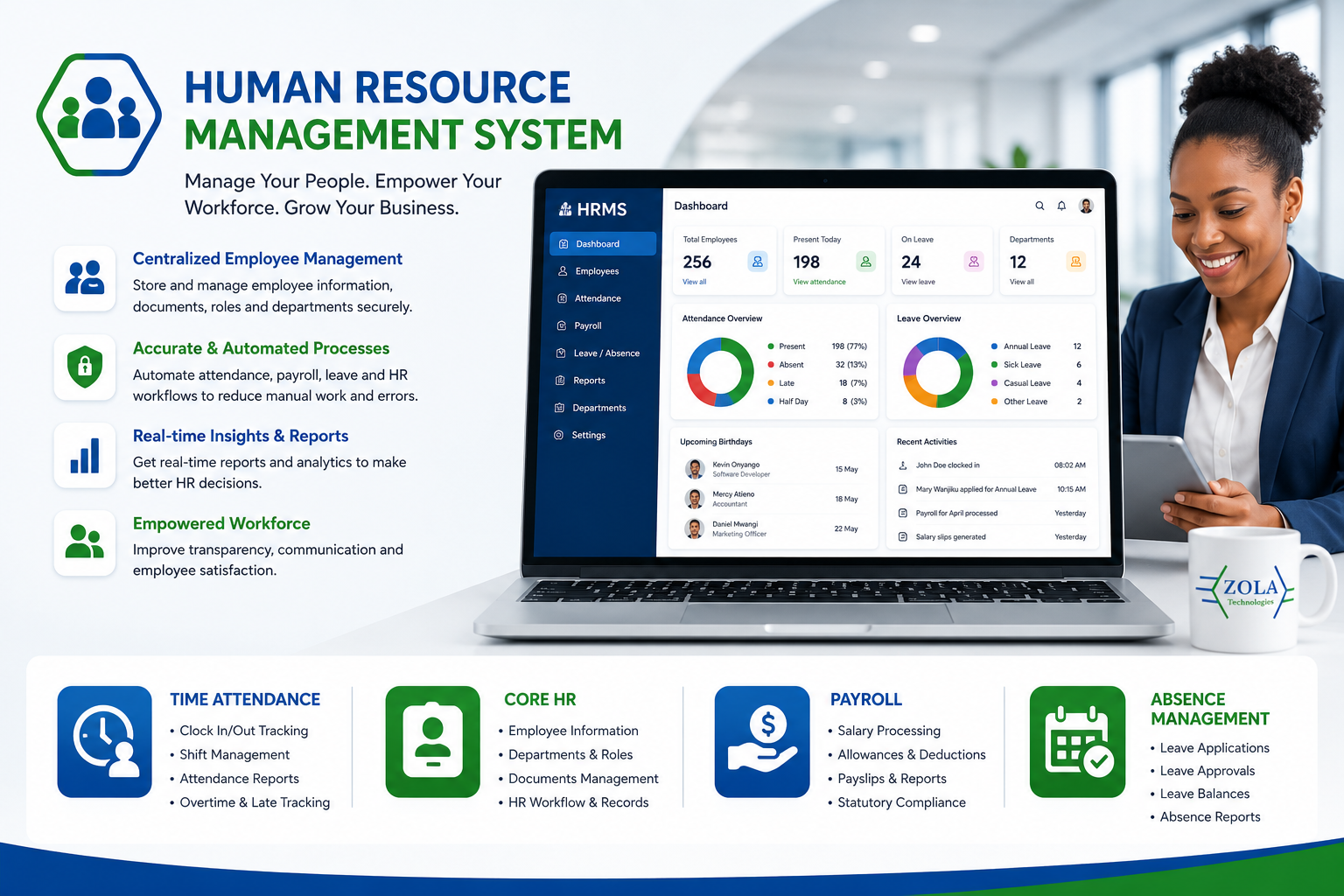 A practical HCM platform for accurate employee data, efficient HR workflows and better workforce visibility.